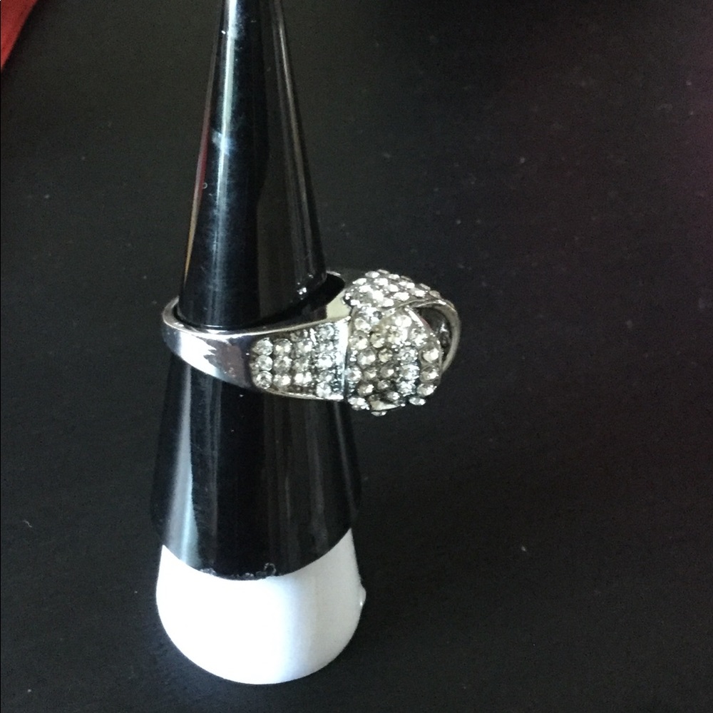 Sterling silver not ring with white sapphire